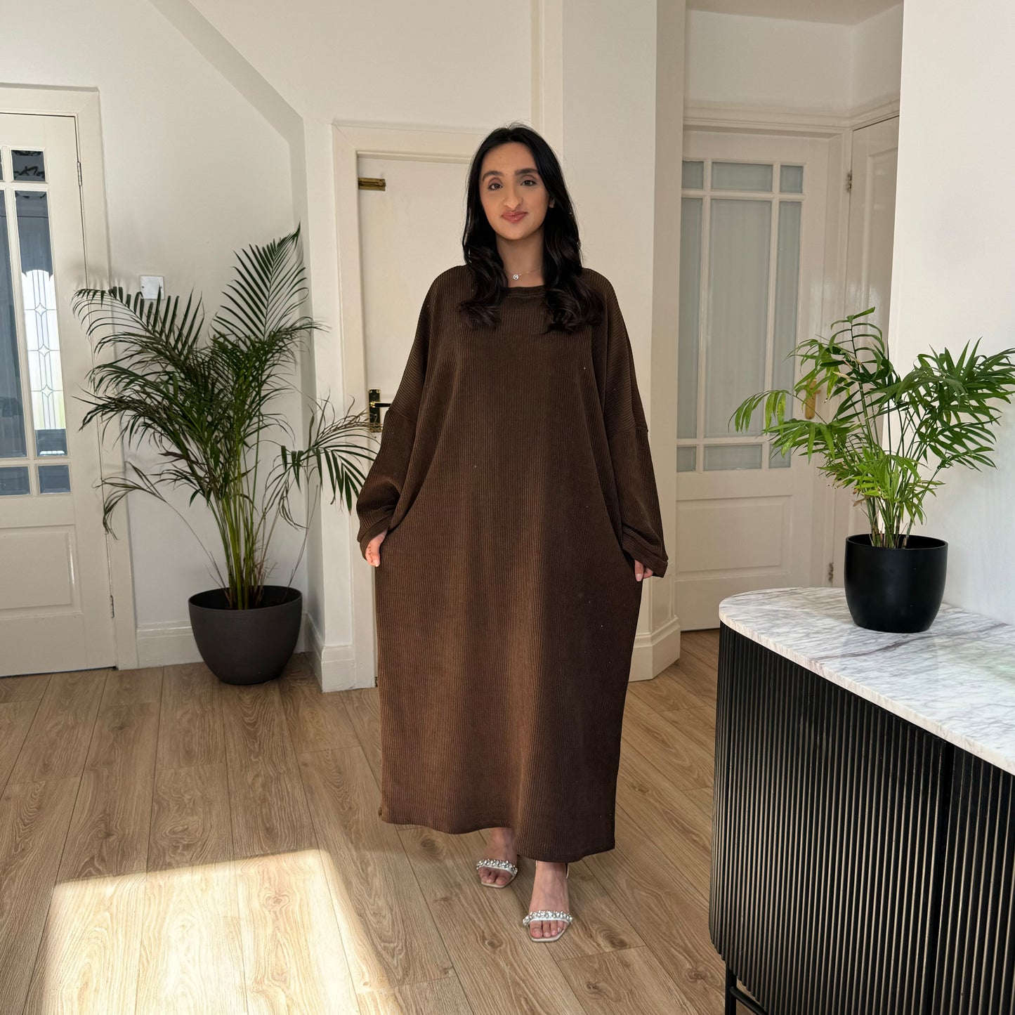 WOMENS LONG SLEEVE CORDUROY DRESS