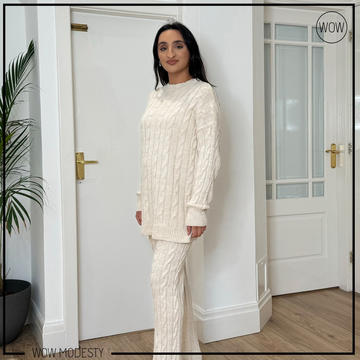 KNITTED CO-ORD CABLE LOUNGEWEAR SET