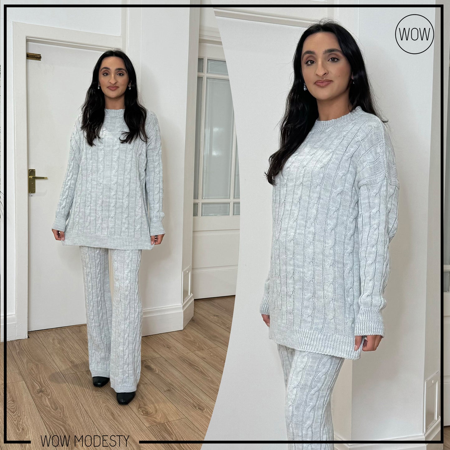 KNITTED CO-ORD CABLE LOUNGEWEAR SET